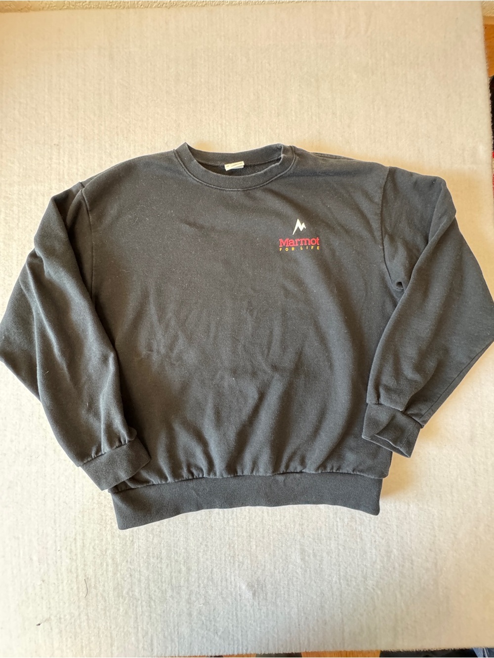 Marmot Black Crewneck Sweatshirt with Small Red Logo